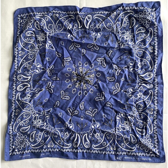Vintage Zan Headgear USA Blue Color Cotton Biker Bandana 20x20 - Picture 1 of 3